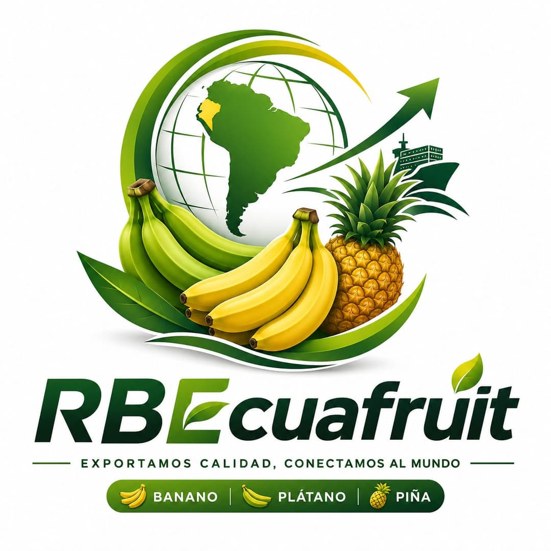 Logotipo de RBEcuafruit — banano, plátano y piña